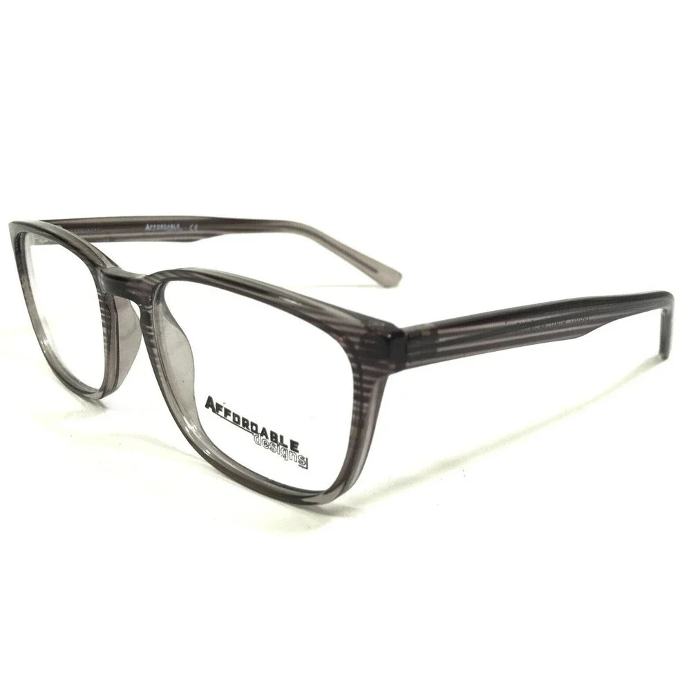 Affordable Designs Eyeglasses Frames HARRY GRAY Clear Striped Square 52-19-145